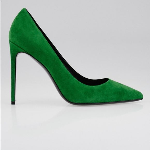 Saint Laurent Shoes | Saint Laurent Green Suede Paris Heels | Poshmark